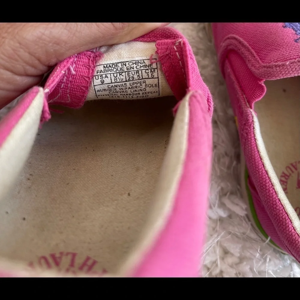 Ralph Lauren girls slip-on pink multicolor logo shoes size 9